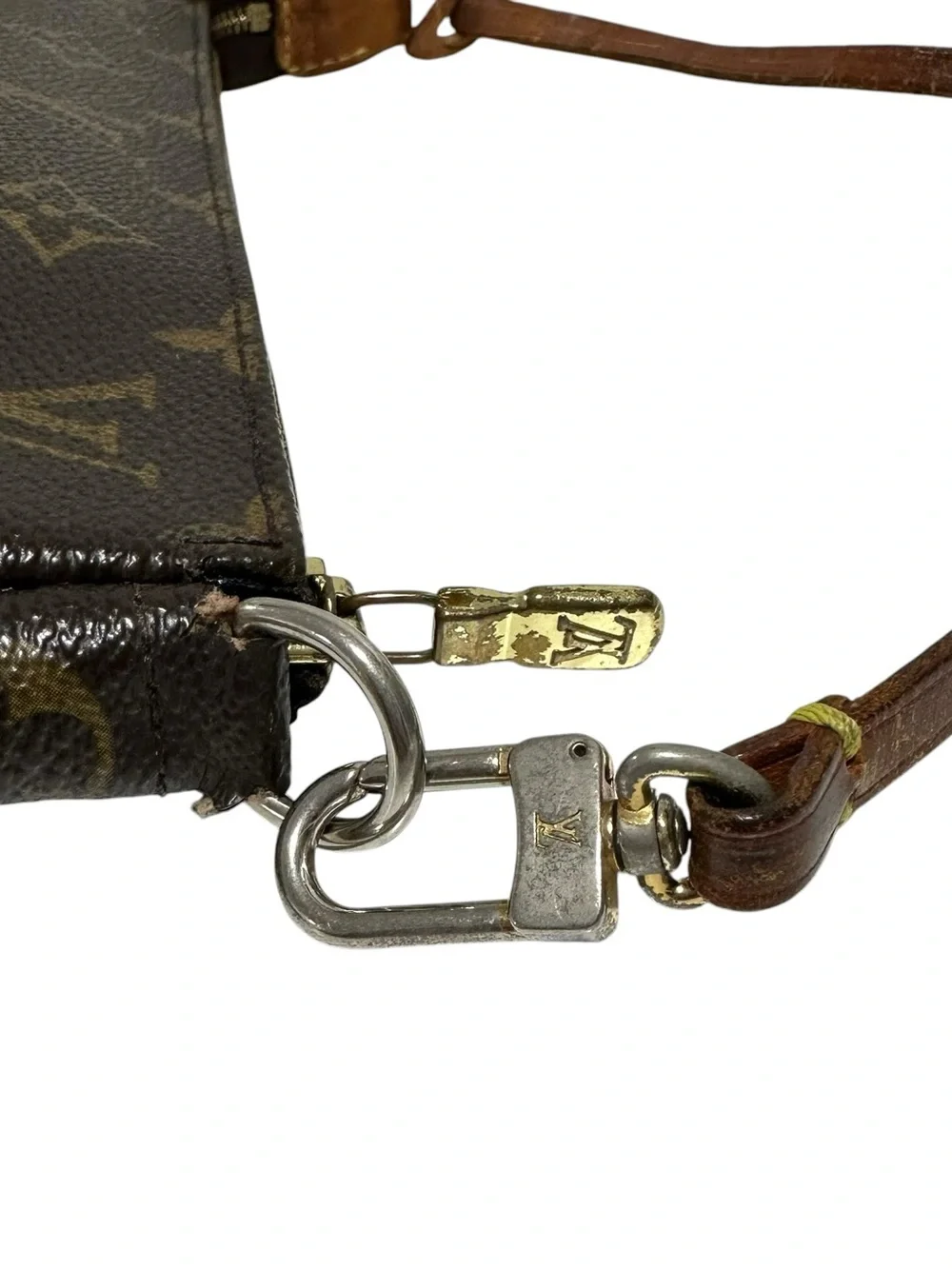 Louis Vuitton Monogram Canvas & Vachetta Leather Pochette Mini Bag with Dust Bag